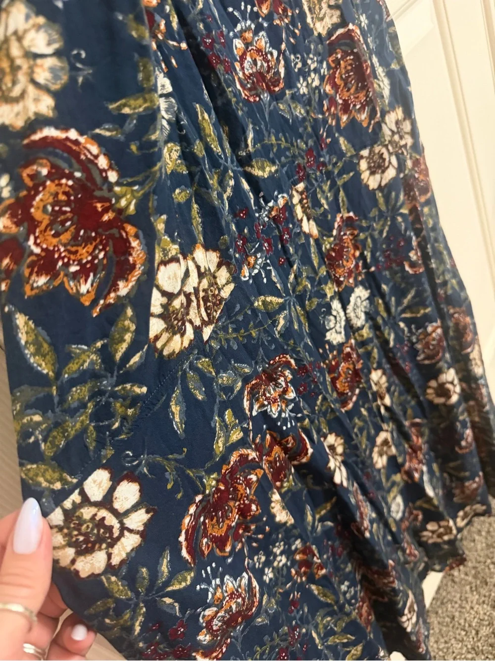 Abercrombie & Fitch Floral Corset Lace Up Back Maxi Dress M Tiered